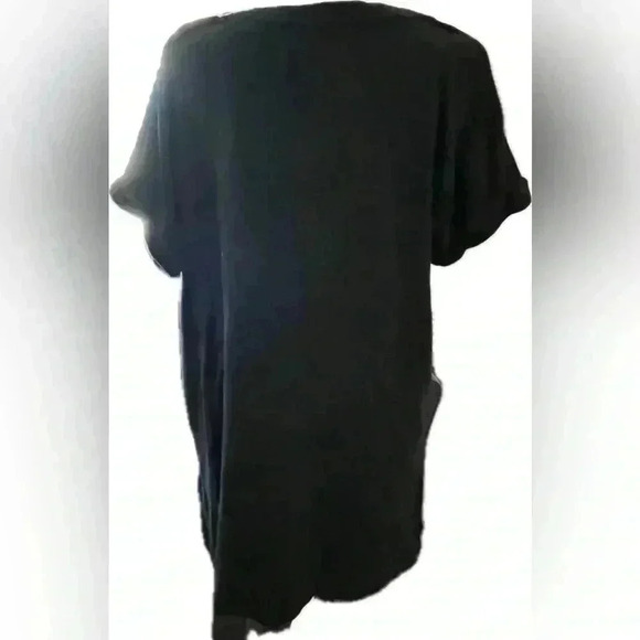 Chicos size 1 Black Tee with silver sleeve embellishments - Picture 2 of 5
